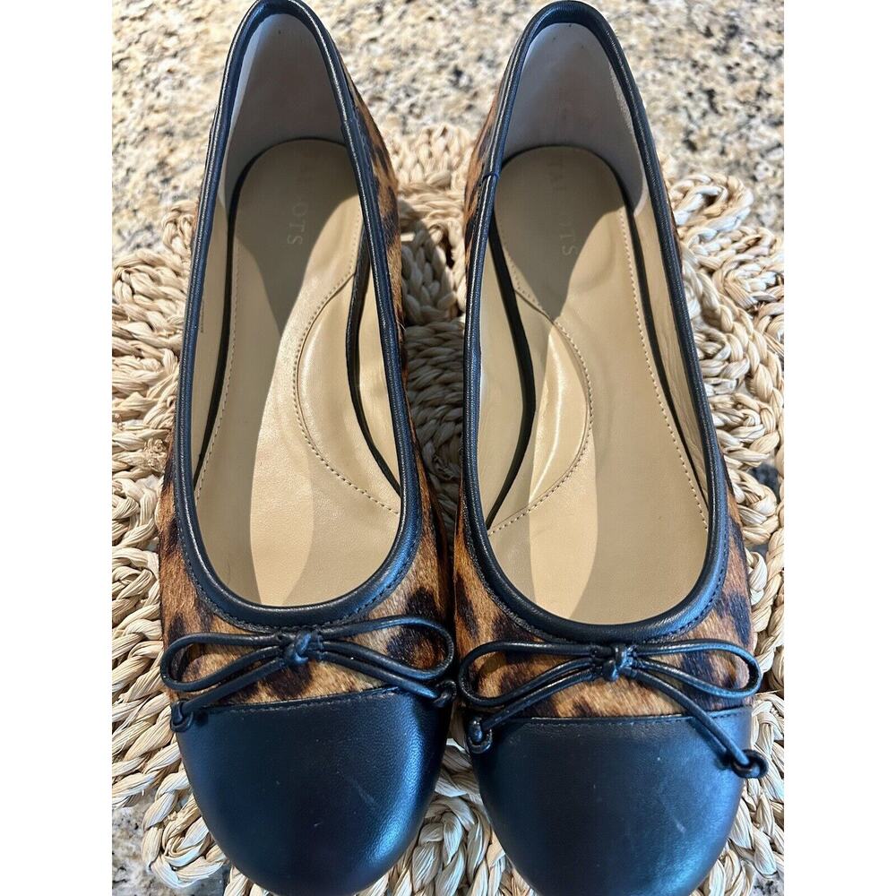 TALBOTS Leopard Print Calf Hair Leather Ballet Flat Cap Toe Women 9 Brazil EUC - Picture 2 of 12